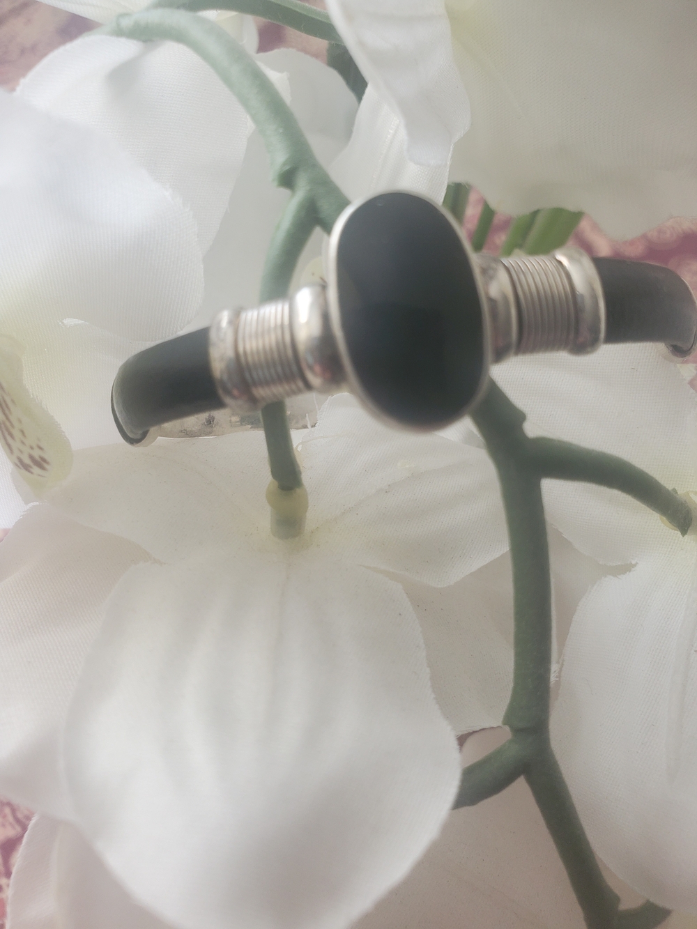 Italian Sterling Silver, Onyx & Leather